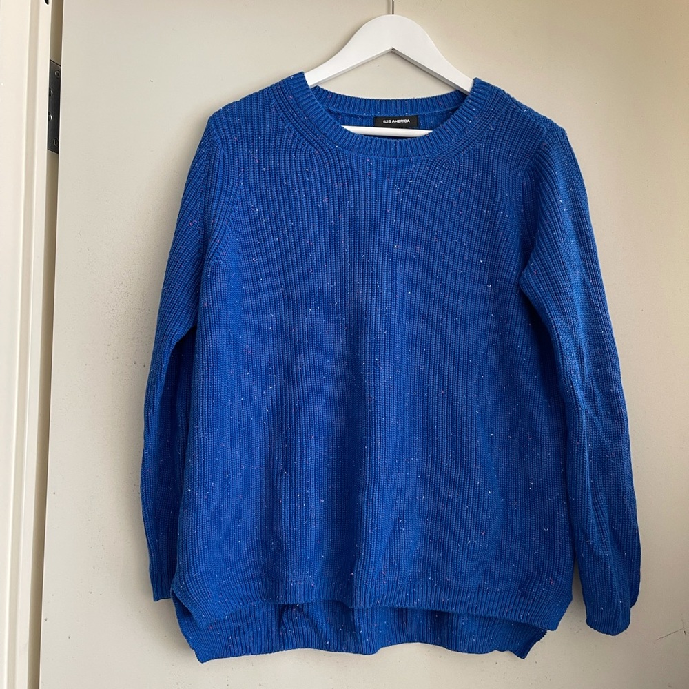 525 America Emma Shaker Sweater in Indigo Confetti - Picture 6 of 11